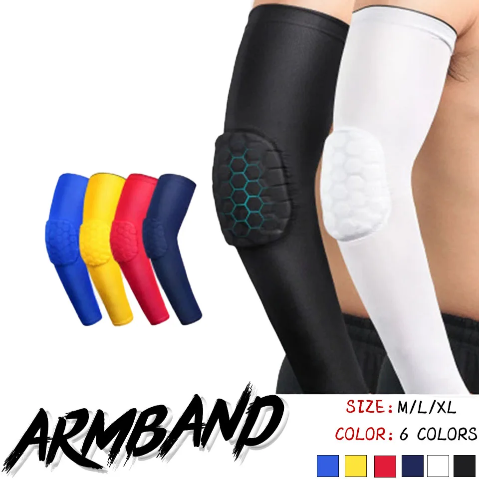 1PCS Arm sleeve honeycomb foam pad crashproof antislip basketball pads armband sport elbow support brace protector