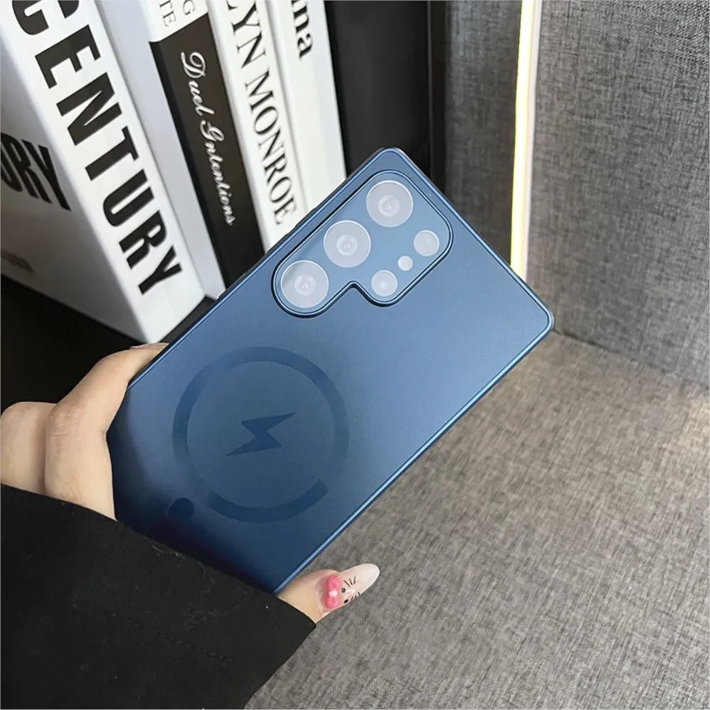 Luxury Matte Magnetic Shockproof Bumper Case with Glass Lens Protector