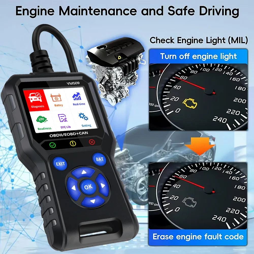 OBD2 Scanner Erase Error Codes Multi Languages ODB2 Code Reader Engine OBD 2 Scanner Car Diagnostic Tool YM509 3