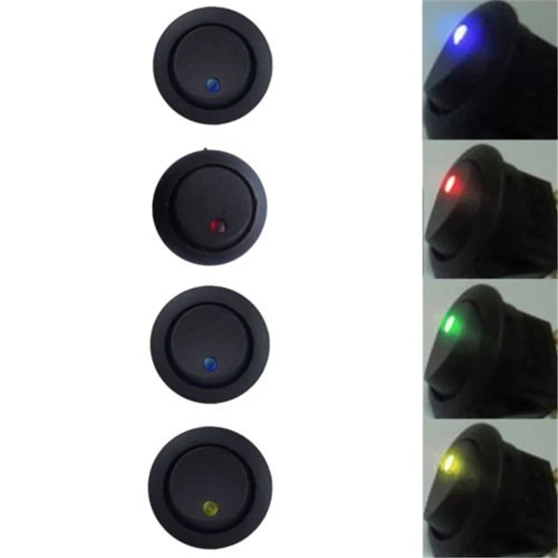20x 파란색 녹색 노란색 빨간색 LED 도트 라이트 12V 자동차 자동 ON/OFF 토글 스위치 판매