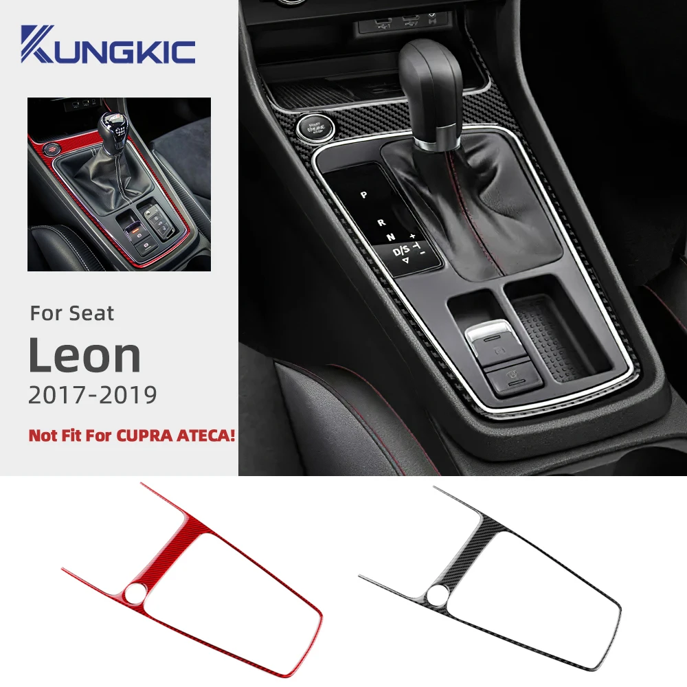 Für Seat Leon Real Soft Carbon Fiber Aufkleber LHD RHD Auto Getriebe Shift Äußere Rahmen Panel Trim Innen zubehör