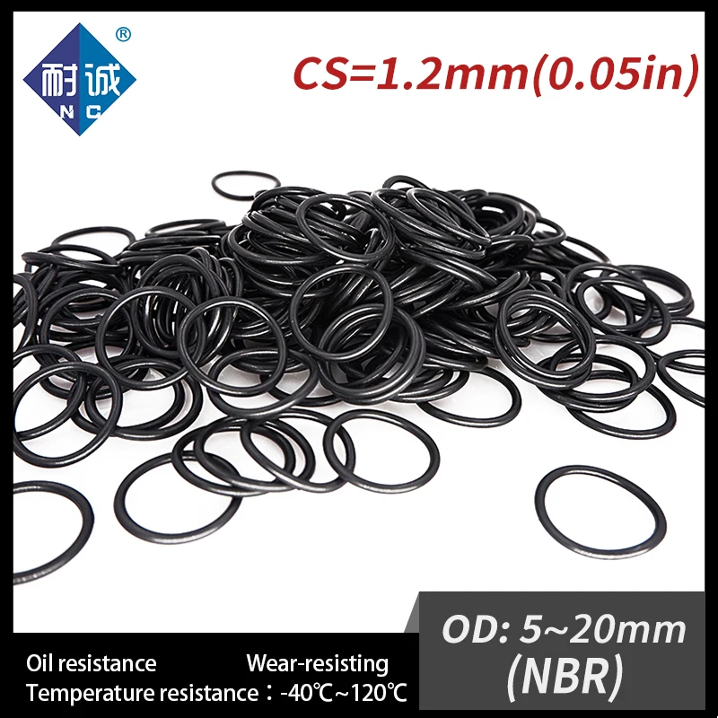 50 PCS / Lot Nitrile Rubber O-ring Black NBR CS 1.2mm OD 5/6/8/10/12/13/14/15/16/17/18/19/20*1.2mm O Ring Gasket Waterproof.-.