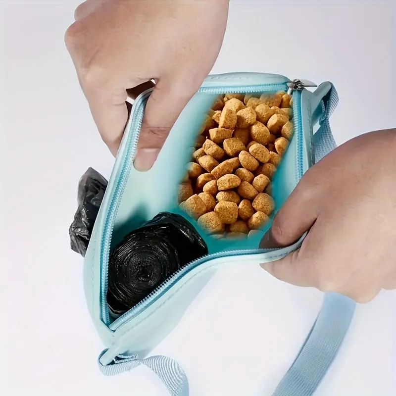 Silicone Dog Treat Pouch Carabiner Kids Round Zipper Closure Pouch Earphone Storage Bag Pocket Size Dog Cat Snack 1PC