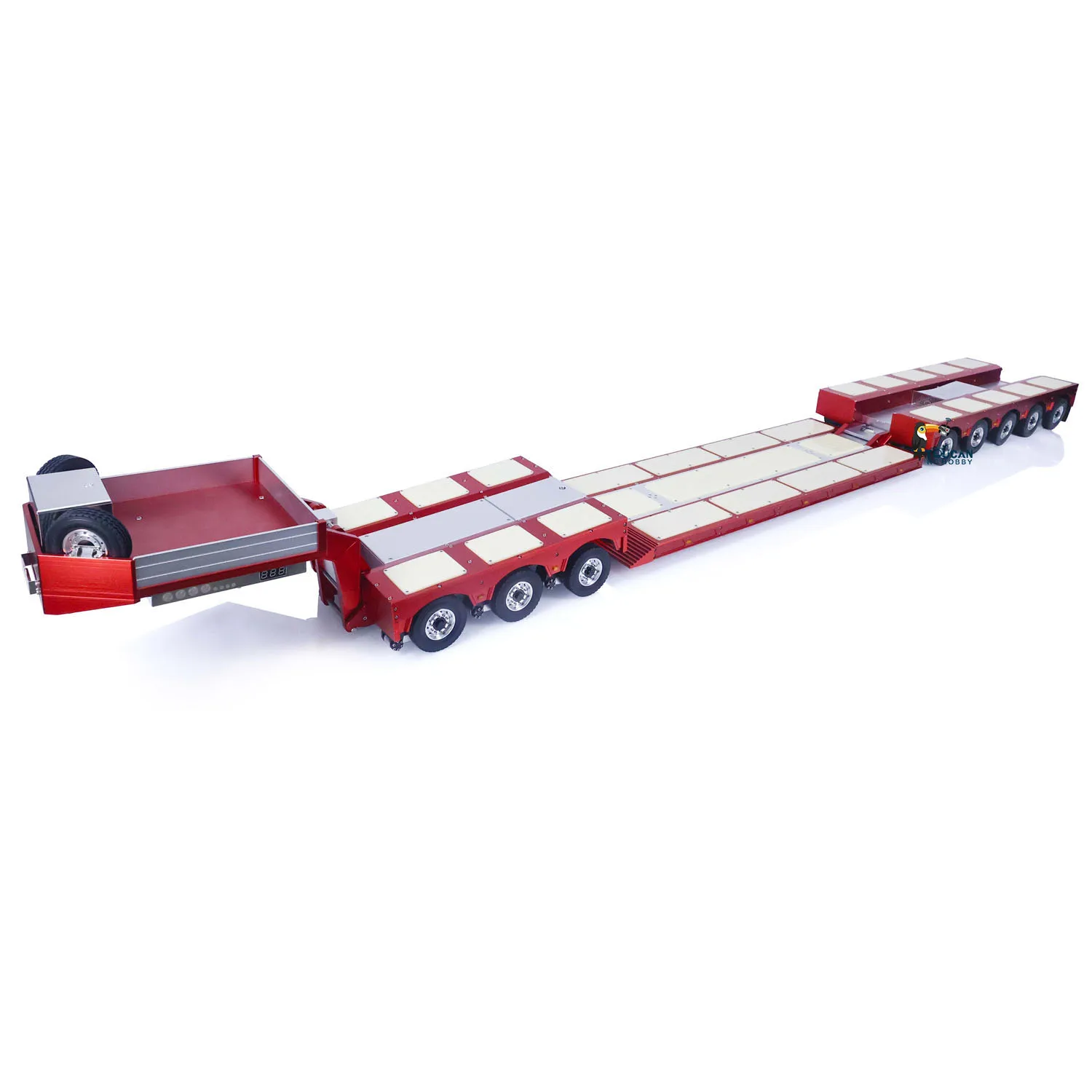 1/14 DG-996 8 Axles RC Trailer Suspension Goose 1700MM Hydraulic Metal 5+3 Hydraulically Suspended Remoted Truck Lights Model 2