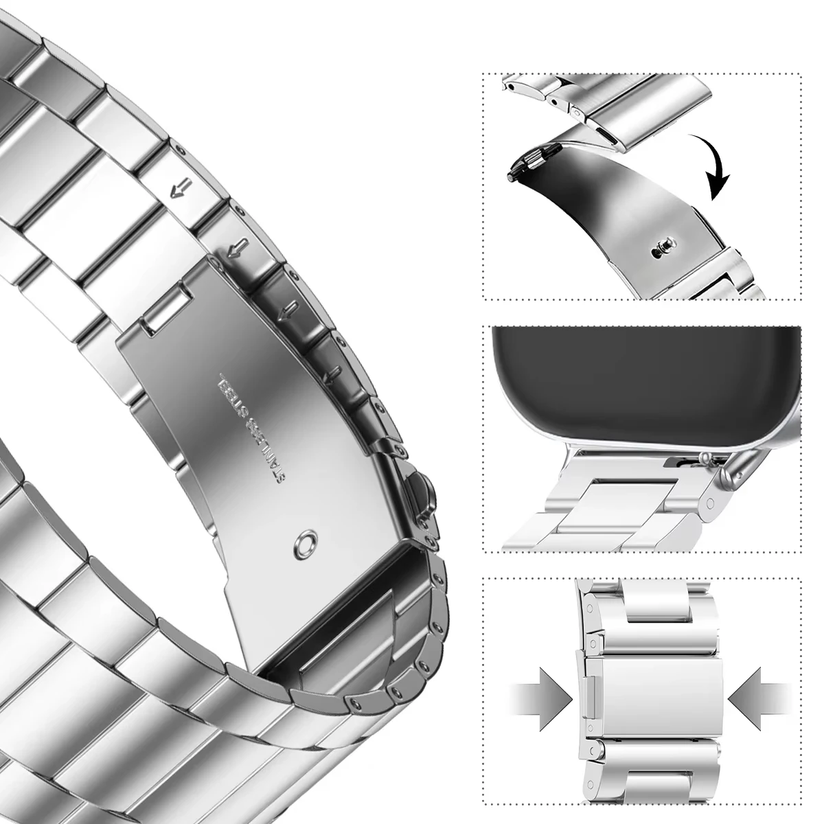 Stainless Steel Replacement Smartwatch Strap - Premium Metal Bracelet