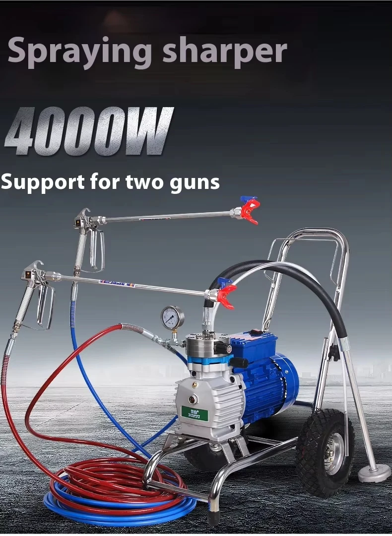 High Pressure Airless Paint Sprayer 3000-4000W Dual Gun Support Stainless Steel