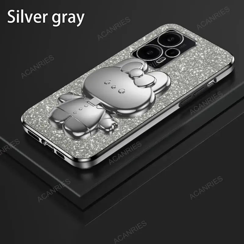 Invisible Makeup Mirror Rabbit Stand Plating Soft Phone Case Cover