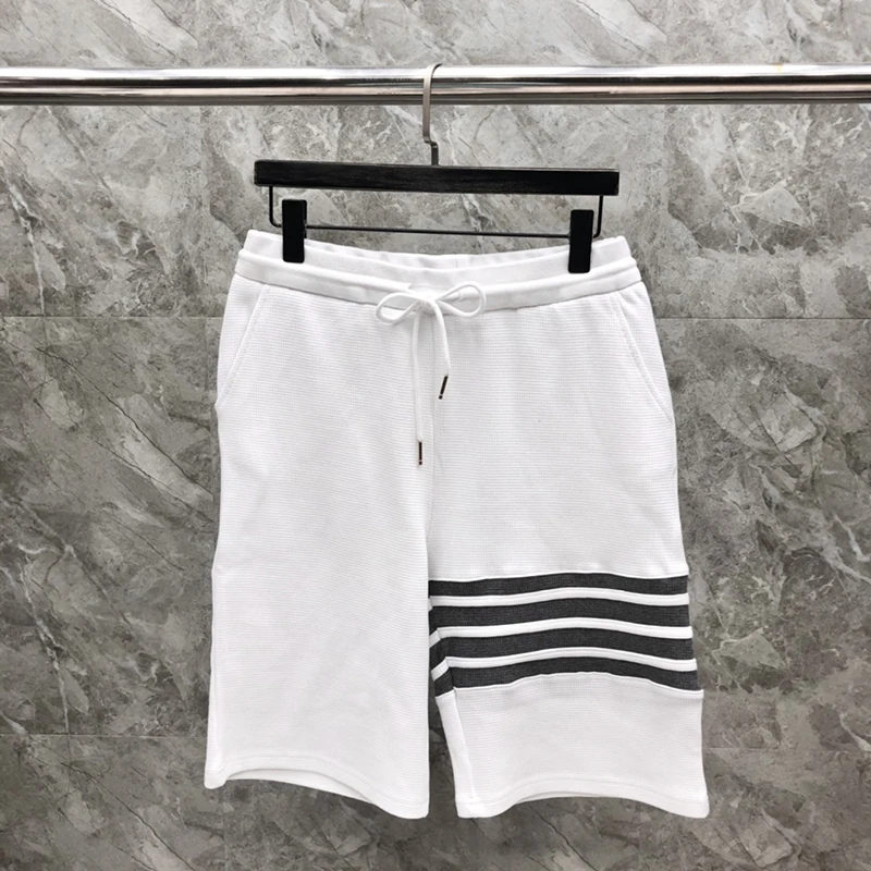 Men's Shorts Summer New Casual Sweatpants Gym Workout Sport Short Casual Pants For Male Classic 4-Bar Striped High Quality Short