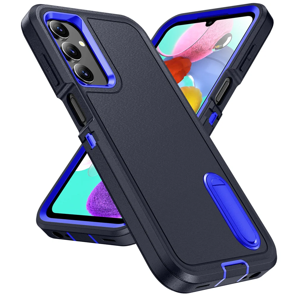 3-in-1 Hybrid Shockproof Armor Case with Matte Folding Stand Cover