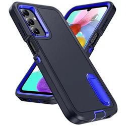 3 - in - 1 Hybrid Shockproof Armor Case with Matte Folding Stand Cover - A13 (Deep Blue Navy Blue)