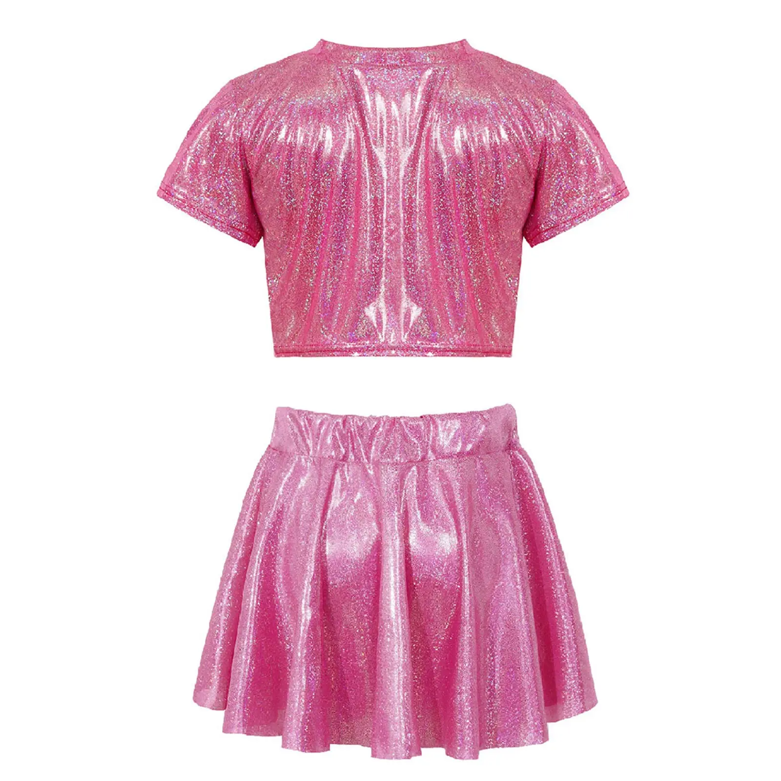 Kids Shiny Dancewear Fashion Girls Glittering Sets for Performance Hiphop Jazz Dance Costume Party Dressy Children Ballet Outfit