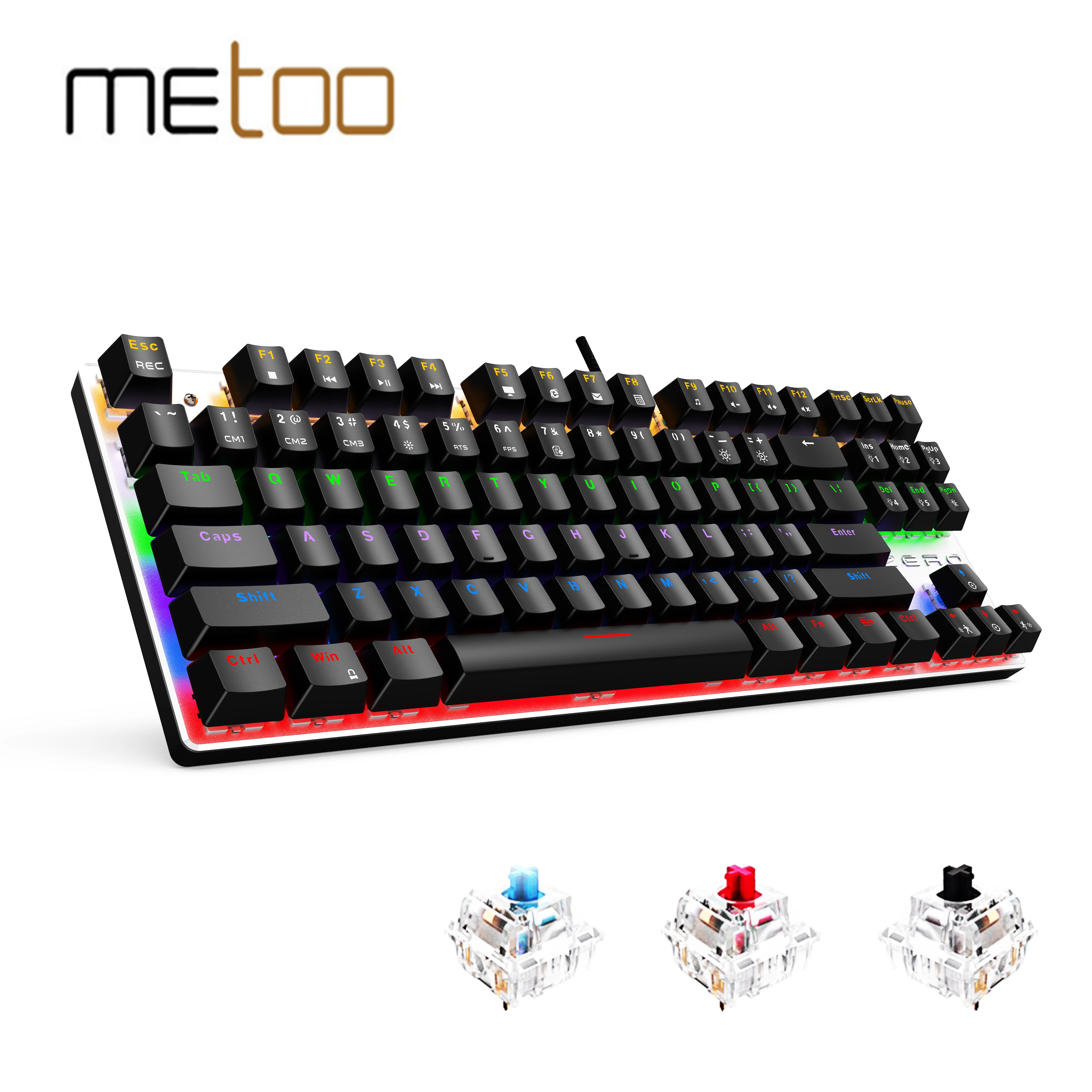 pc keyboard Metoo  Edition Mechanical Keyboard 87 keys Blue Switch Gaming Keyboards for Tablet Desktop  Russian sticker mini keyboard pc