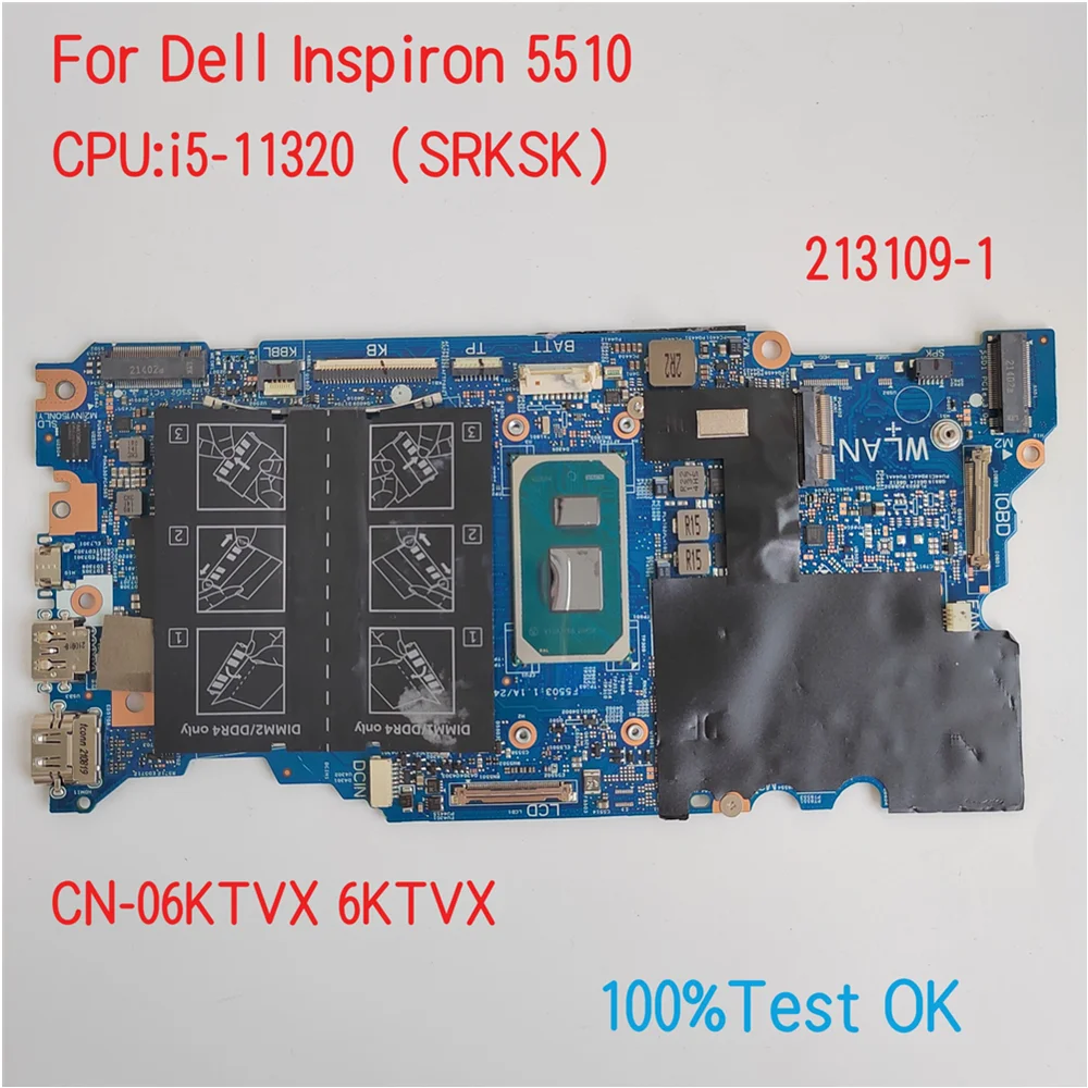 

213109-1 For Dell Latitude 5510 Laptop Motherboard With CPU i5-11320 CN-06KTVX 6KTVX 100% Test OK