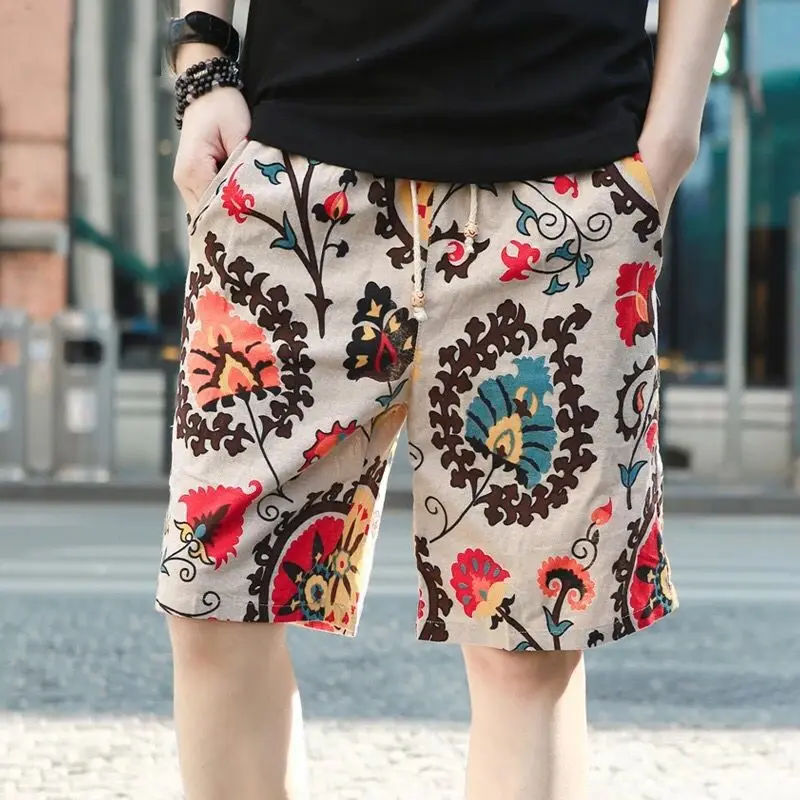 Summer Print Men Beach Shorts Sweatpants Jogger Pants Athletic Fitness Hiking Outdoor Casual Shorts Loose Men Clothing New