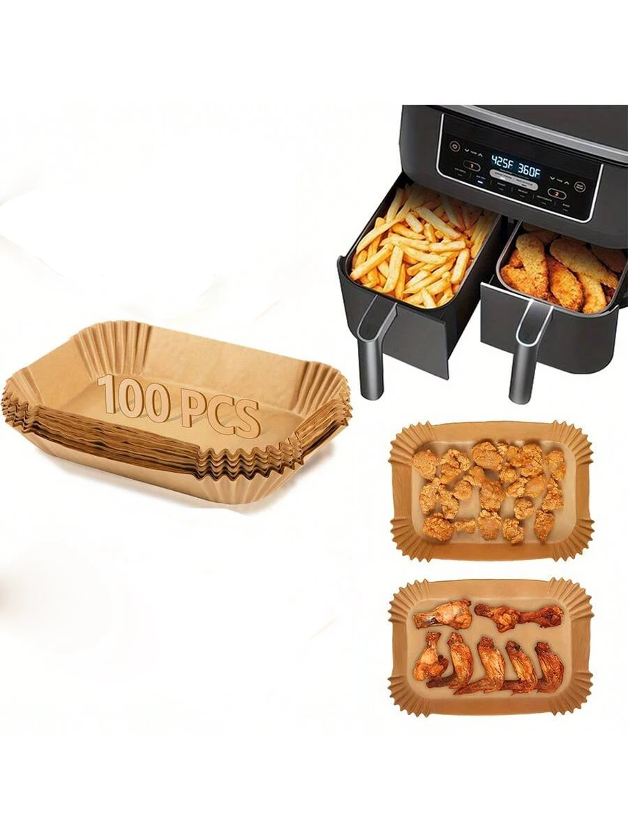 Pack of 10-200 Square Air Fryer Disposable Parchment Liners - Oil & Waterproof for Baking, Roasting, and BBQ