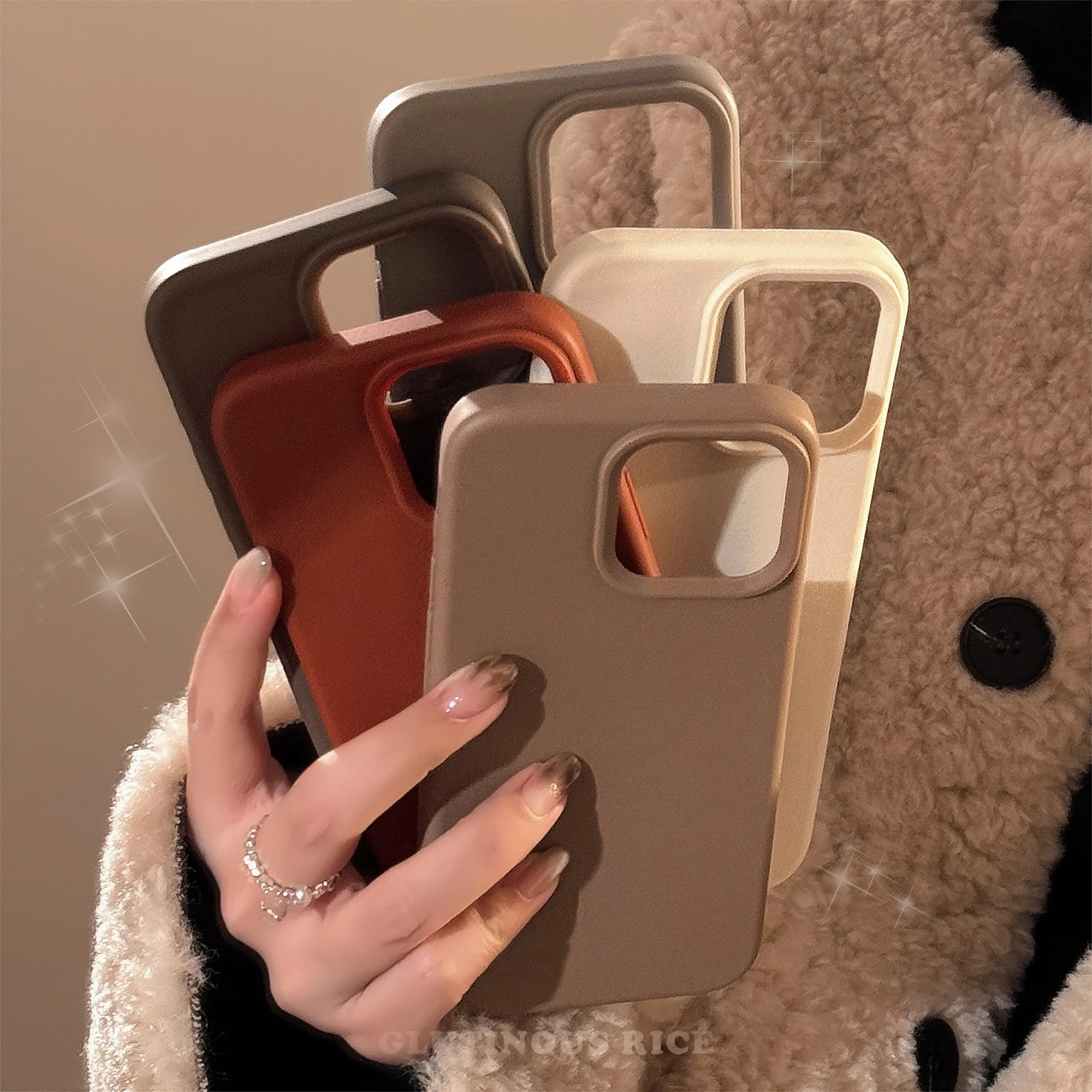 Korea Ins Luxury Simple Solid Color Phone Case for iPhone 16 15 14 13 Pro Max 12 11 Back Cover Funda