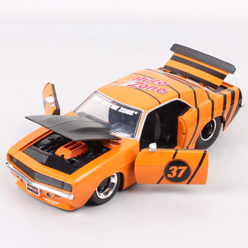 Classic Jada 1/24 Scale 1969 Chevrolet Camaro Auto Zone 37 Diecasts & Toy Vehicles Model Car Chevy Metal BigTime Muscle Orange