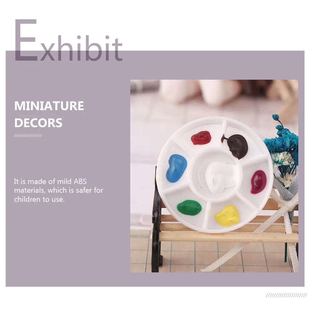 6Pcs 미니어처 컬러 팔레트 크리 에이 티브 DIY 페인트 박스 아트 팔레트 세트 어린이 어린이 놀이 및 홈 미니 장식 액세서리