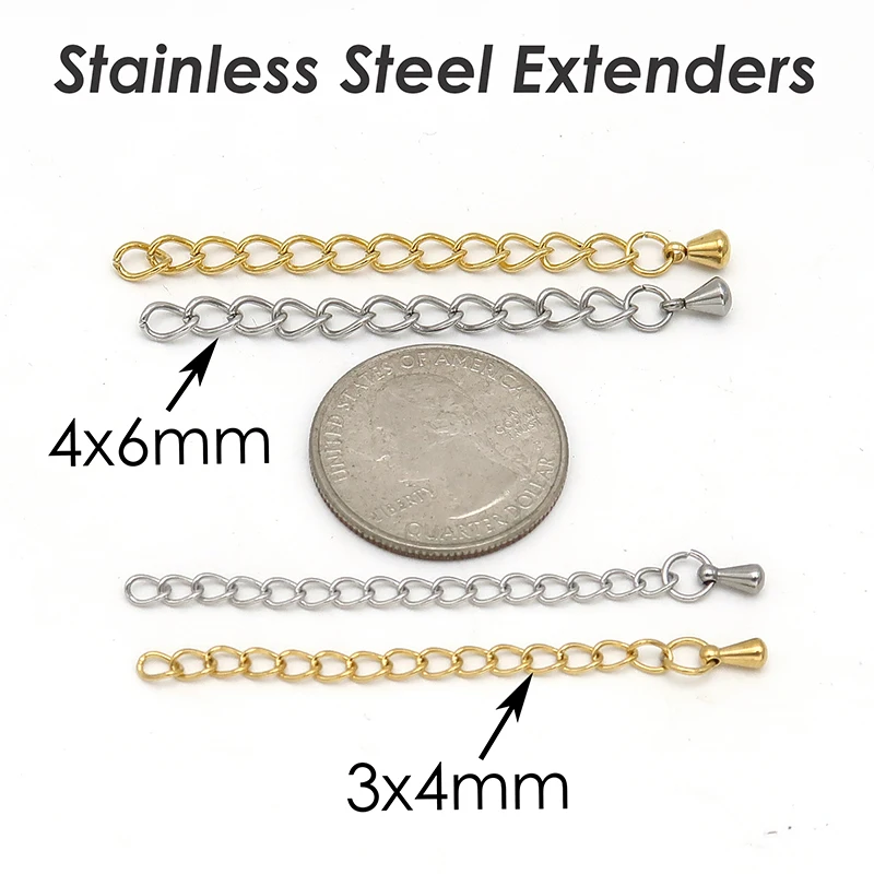Stainless Steel Extension Chain  Stainless Steel Chain Extender - 50 X  Stainless - Aliexpress