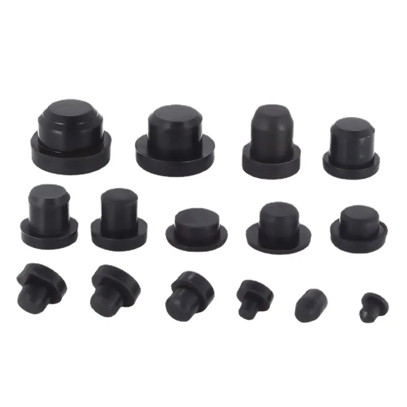 Black White Silicone Rubber Hole Plugs 2.7mm 14mm T Typee Round Solid