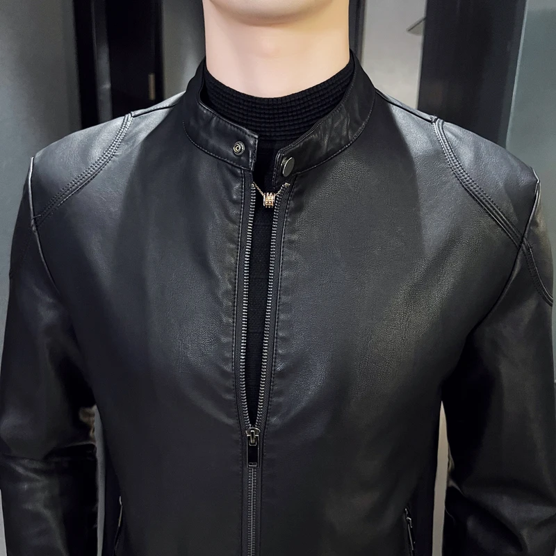 2024 New Spring/Autumn Men's Jacket Fashion Trend Korean Slim Fit Casual Business Coat Men's Leather Jacket Motorcycle Jacket