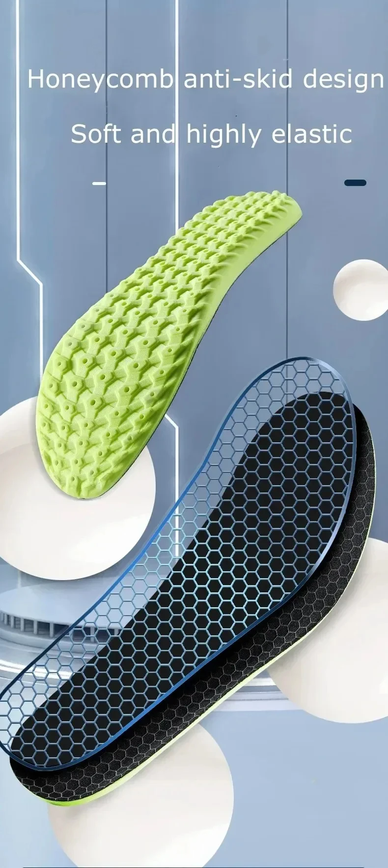 1 pair Soft breathable highly elastic sports insole Arch support orthotic insole Relieve leg fatigue insole Shoe accessories