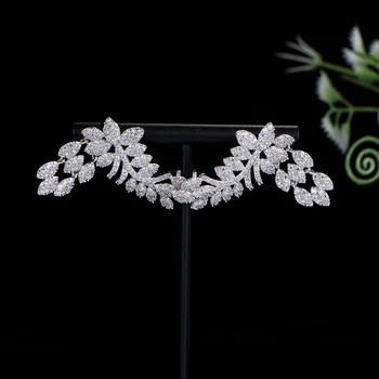 여성용 럭셔리 블링 윙 리프 귀걸이, 웨딩 지르콘 물방울, 두바이 신부 귀걸이, 코스튬 쥬얼리, A0121, 신제품