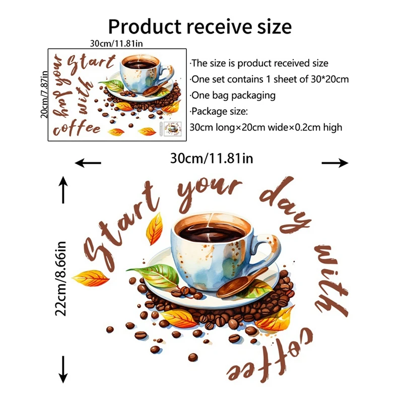 Coffee Cup Wall Stickers Restaurant Background Decoration Self-Adhesive Decals Mural Cafe Kitchen Room Home Decor 1 Piece wall stickers