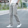 2023 Summer New Men's Thin Cotton Khaki Casual Pants Business Solid Color Stretch Trousers Brand Male Gray Plus Size 40 42