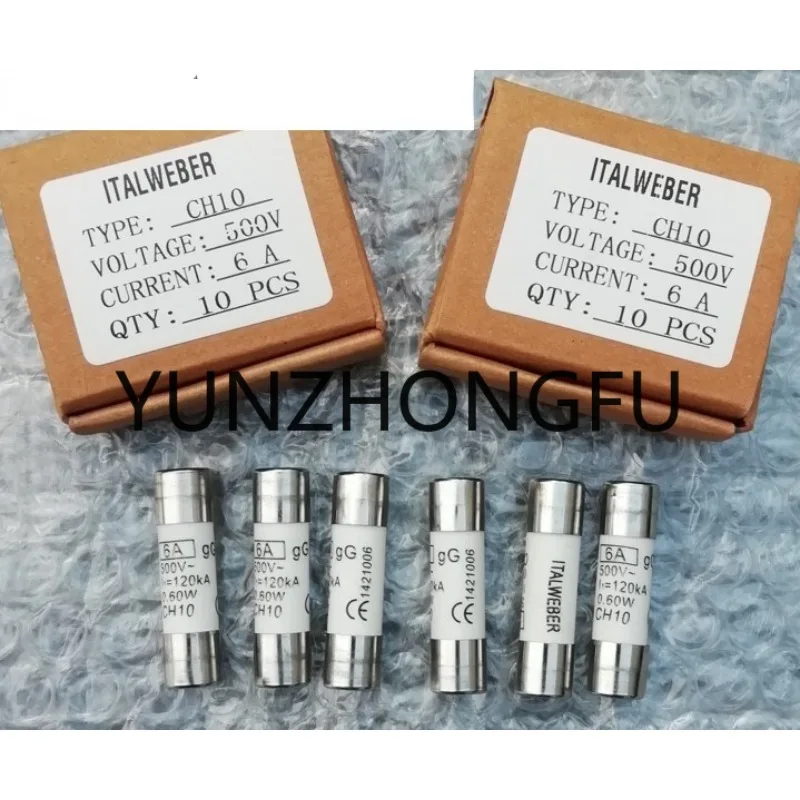 

10pcs n ITALWEBER CH10 6A 500V gG 1421006 / CH10 2A 1421002 / CH10 4A 1421004 / CH10 8A 1421008 / CH10 12A 500V 1421012