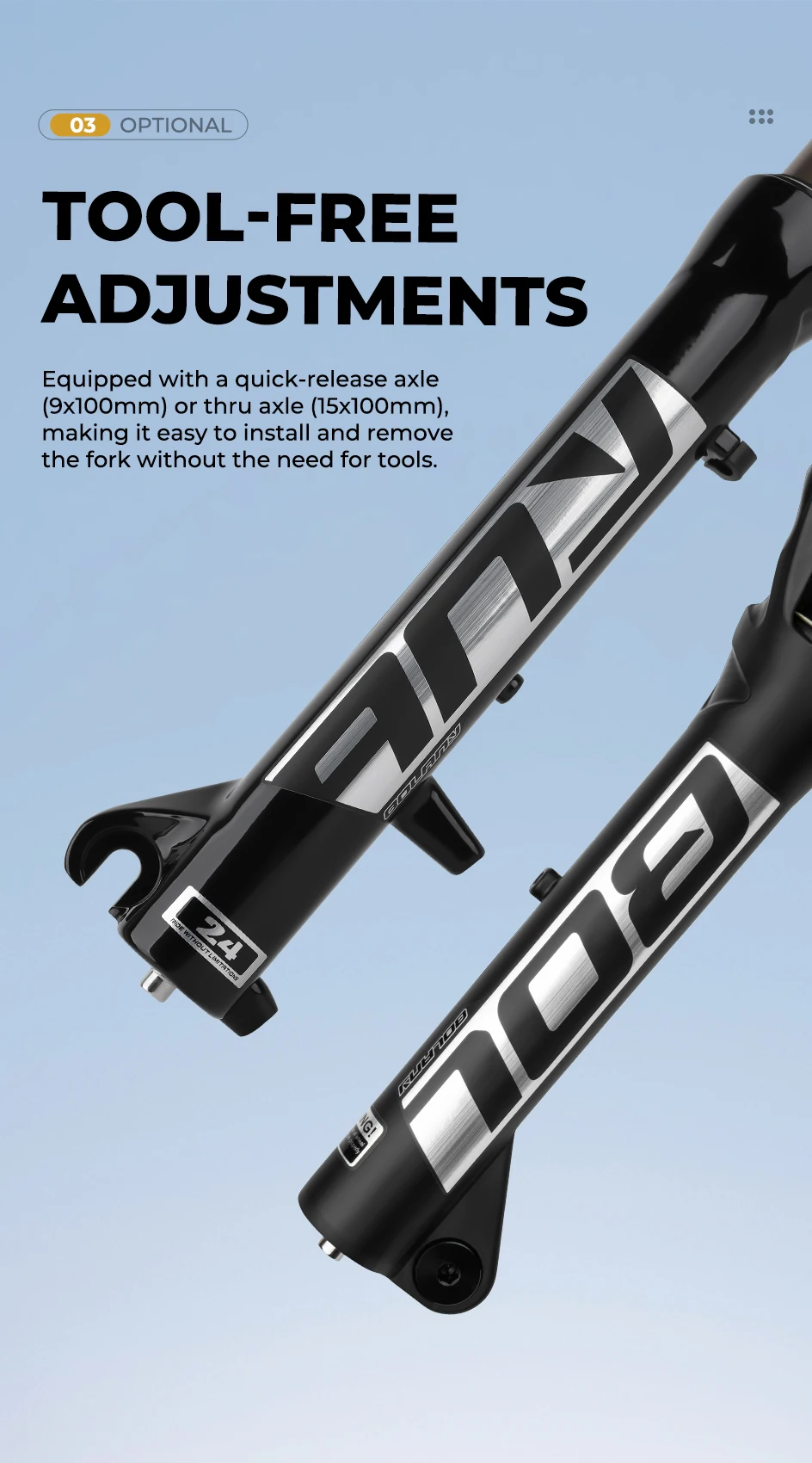 BOLANY Suspension Fork Mountain Bicycle 20/24 Inch Disc Brake Straight Tube Travel 100mm MTB Air Fork For Bicycle Accessoires