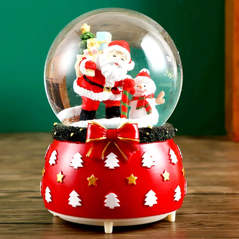 New Christmas Music Box Decorations Christmas Tree Old Man Crystal Ball Blessing Bag Creative Gift Snow Lights Carousel