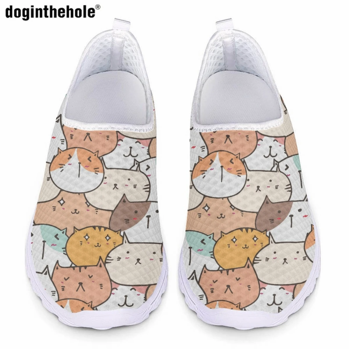 

Doginthehole женские повседневные туфли на плоской подошве Kawaii Kitten дизайнерские дышащие больничные туфли для кормления Летние Удобные сетчатые туфли