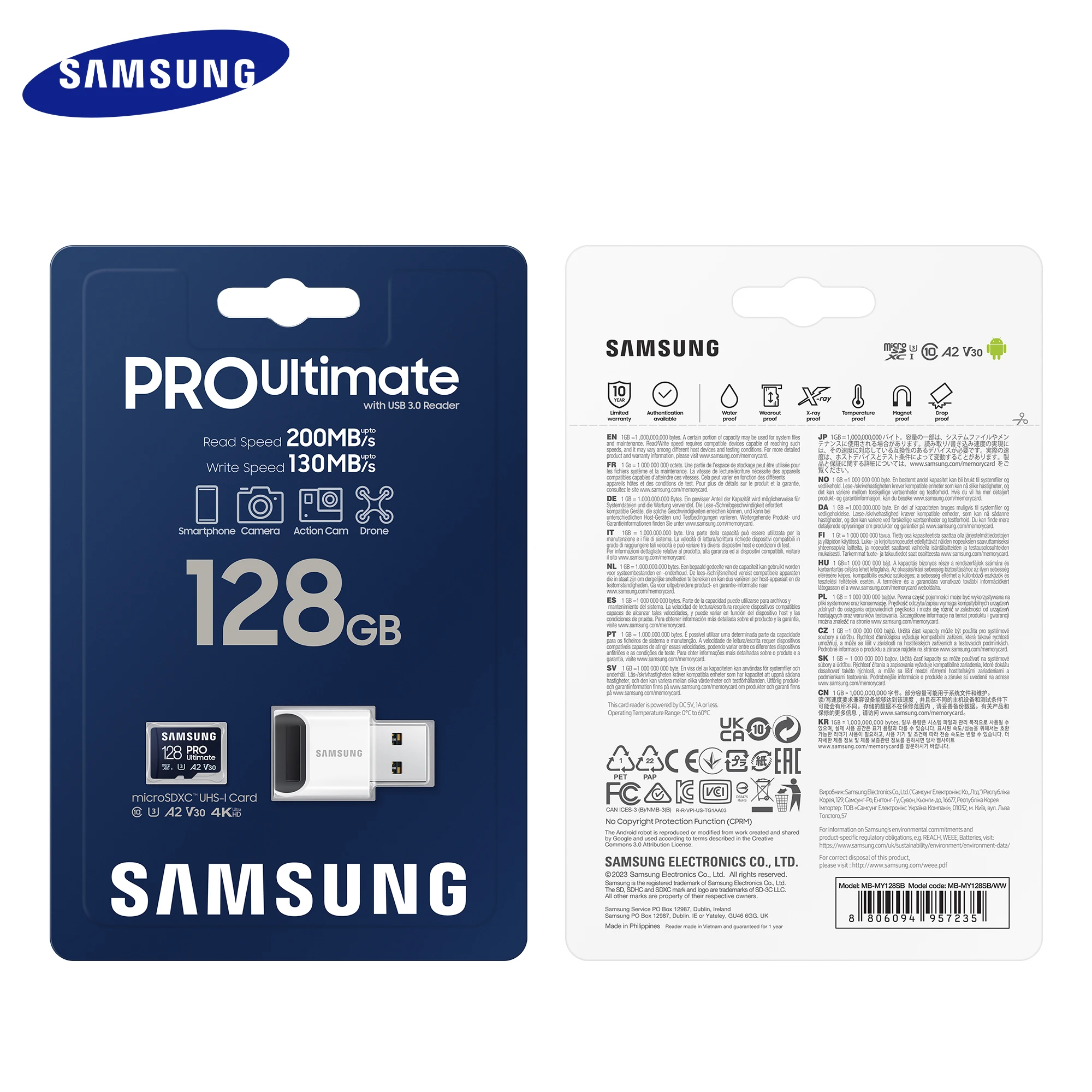  Ｚ  Ultimate MicroSDXC ī  , 128GB ũ SD ī, 256GB 512GB V30 A2, ִ 200 MB/s ÷ ī б