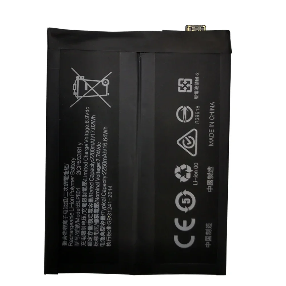 2024 Years Original New High Quality One plus BLP801 Phone Battery For Oneplus 8T / 9R 4500mAh Replacement Batteries Bateria