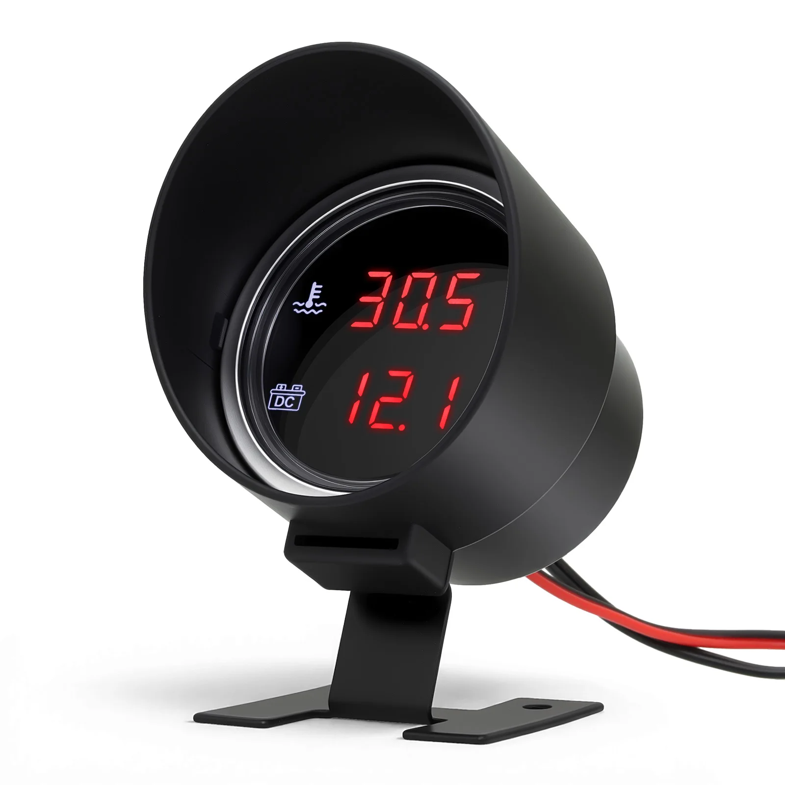 자동차 트럭 LCD 2 in 1 게이지 수온계+전압계 (10mm 수온 센서 포함) 12v/24v용 디지털 자동차 패널