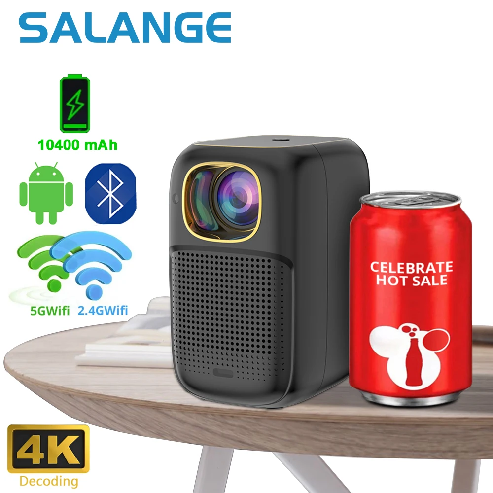 Salange X6 projector LED Built-in Battery Beamer Portable Home Theater with 1280*720 physcial resolution projetor Android 9.0 OS
