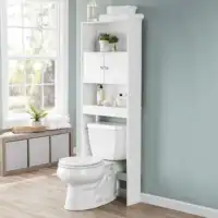 Over-The-Toilet Bathroom Space Saver Storage Cabinet, 3 Shelves, White 1
