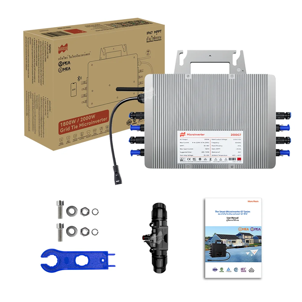 MPPT 2000W Micro Solar Inverter IP67 Household With WIFI DC26-60V Easy to Install Solar Grid Tie Converter With T-connector