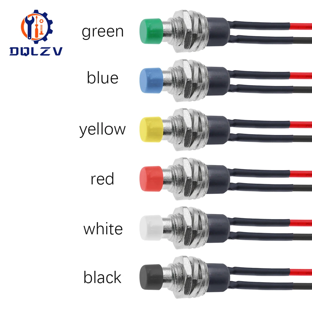 Mini 1NO PBS-110 runder Druckknopf, 7 mm, selbstrückstellender Drucktastenschalter, EIN/AUS, Rot, Gelb, Grün, Blau, Schwarz, Weiß – Detail 4