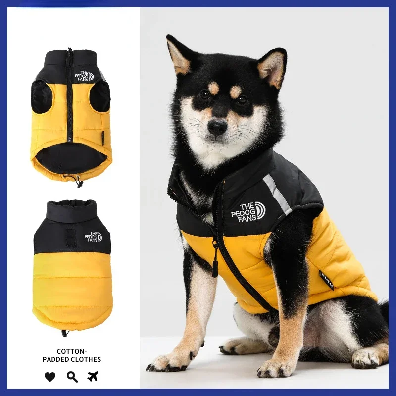 New dog clothes warm in autumn and winter thickened pet casual cotton-padded clothes can lead big dog pet clothing