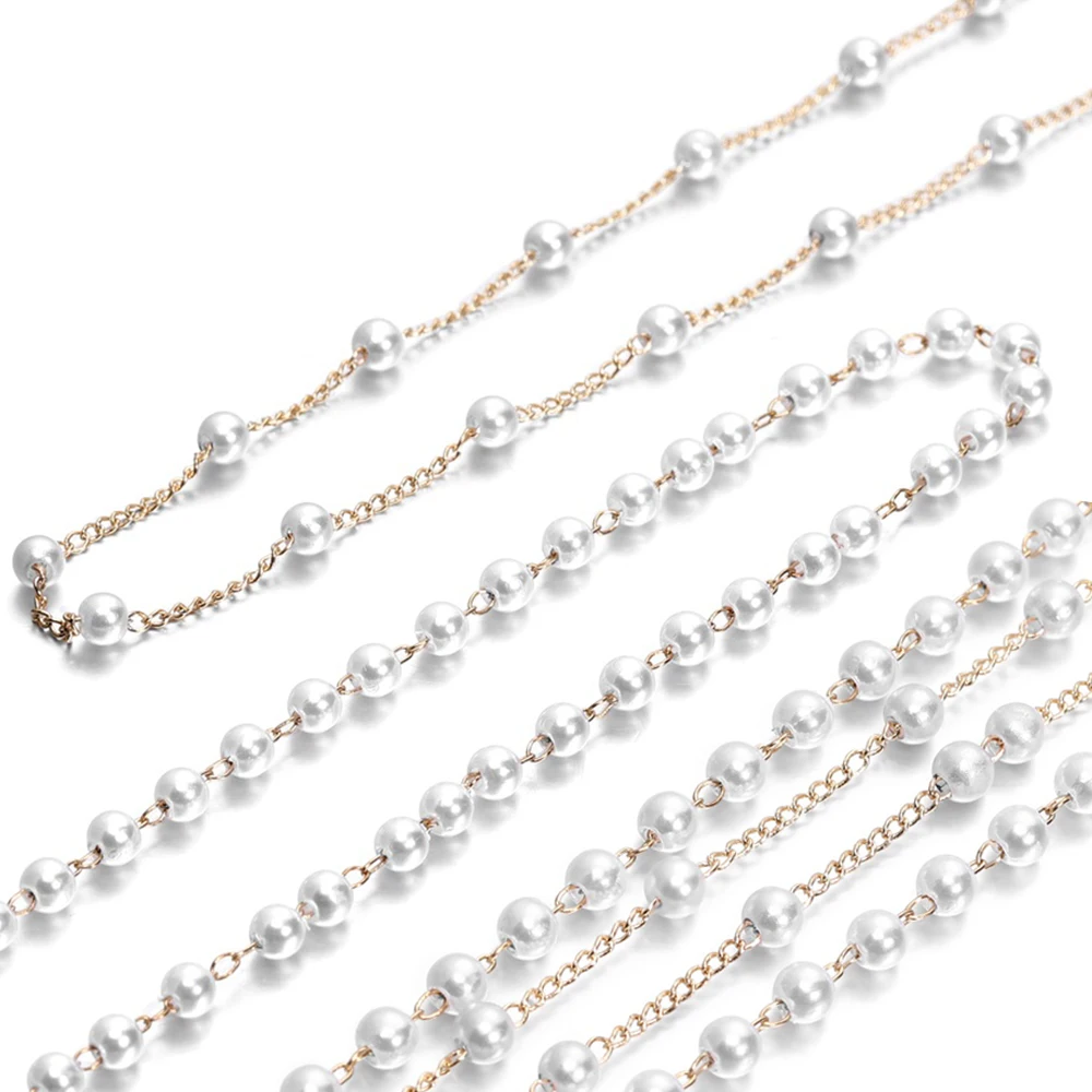 50 500cm ABS Pearl Chain Iron Chains Handmake Chain for DIY Jewelry
