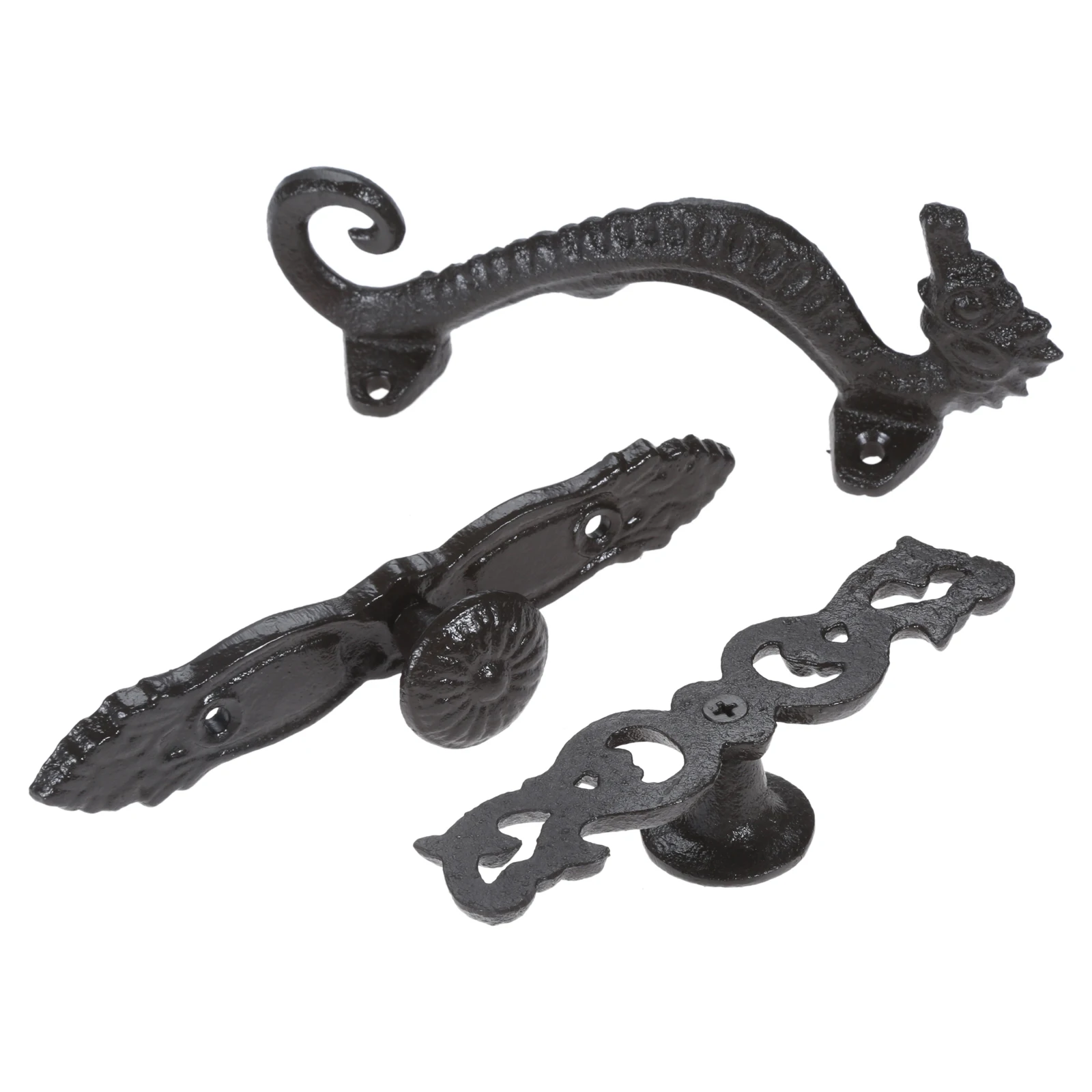 Door Handles Iron Pull Heavy Duty Antique Door Knobs Handle w/screw Hollow/Solid/Sea Horse/Flower/Heart Vintage Bathroom Kitchen Furniture