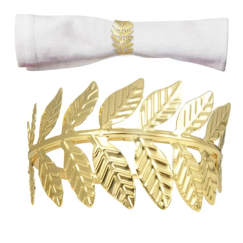 

Metal Napkin Rings Gold Thanksgiving Tissue Buckles Simulated Leaves Simple Elegant Wedding Cloth Napkin Rings For Hotel Napkins