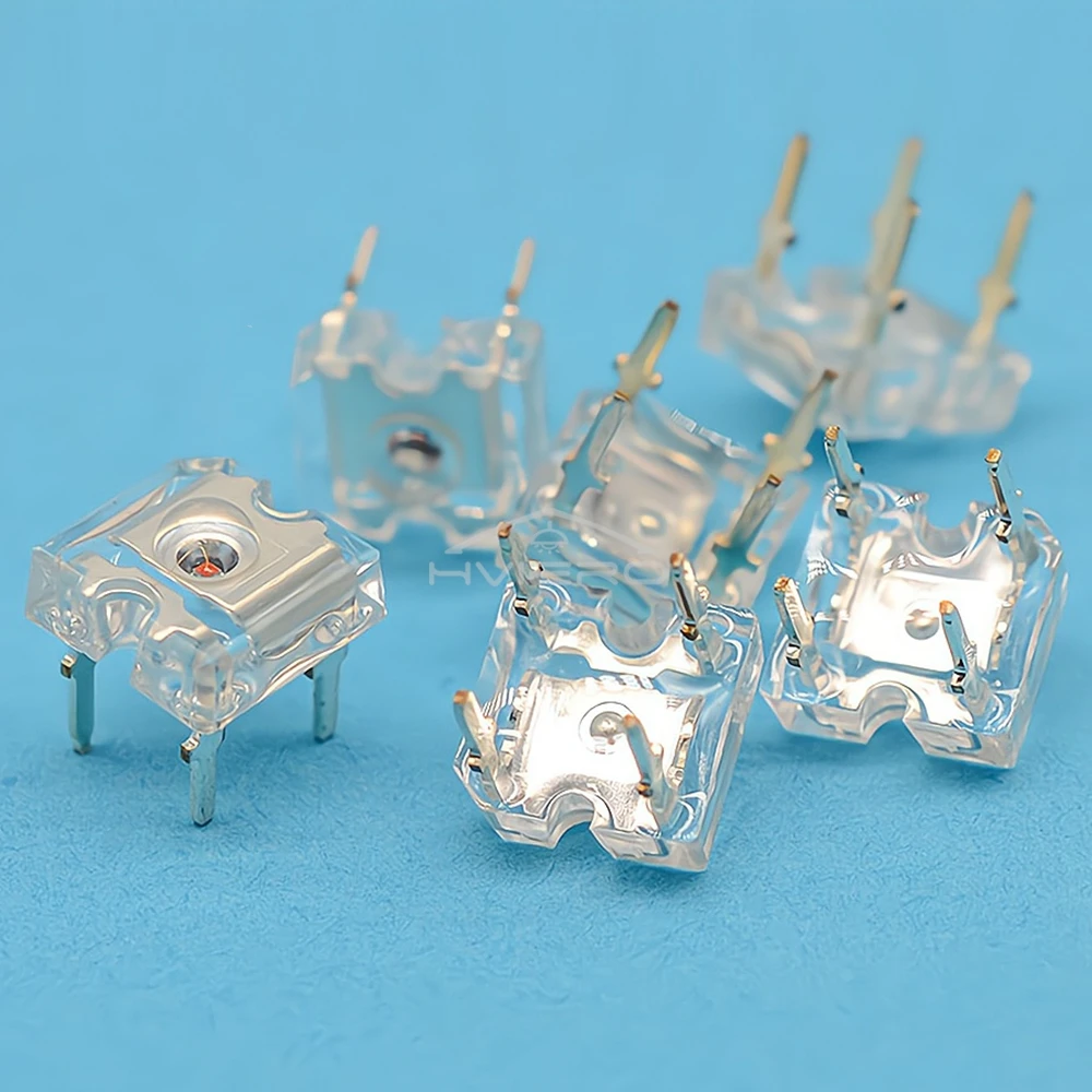 100Pcs 3mm 흰색 빨간색 녹색 파란색 노란색 피라냐 플럭스 다이오드 LED 돔 조명 구슬 광각 슈퍼 밝은 Led 4 핀 다이오드 전구