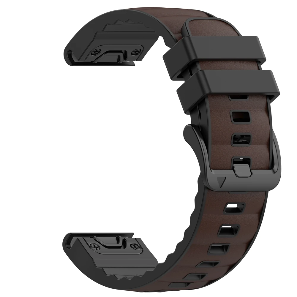 Elegant Leather and Silicone Watch Band - 22mm/26mm Strap