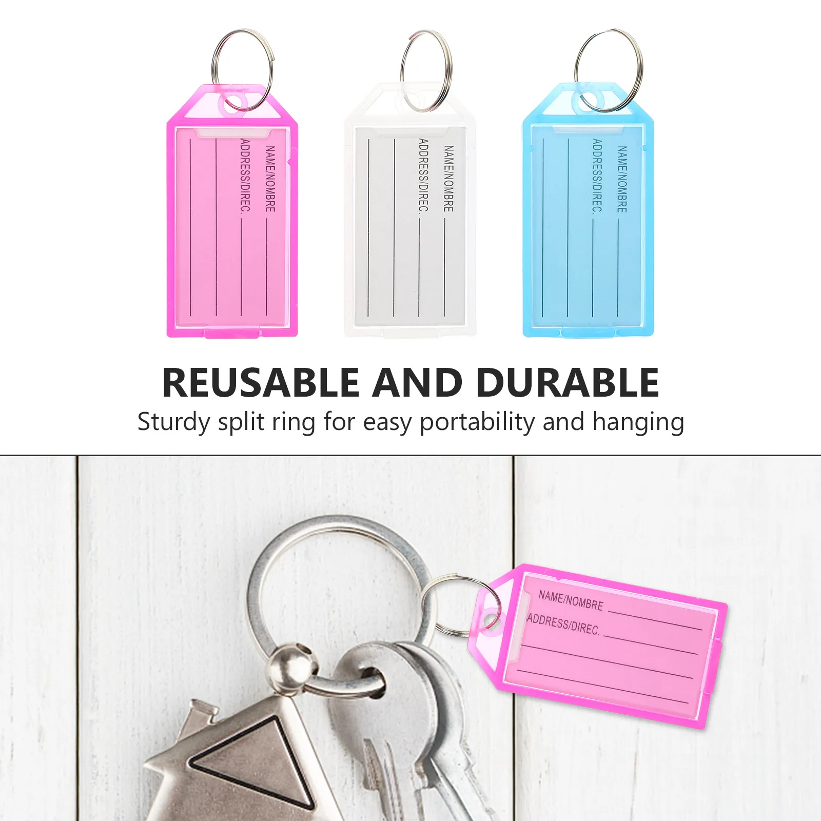 30Pcs 다목적 다채로운 플라스틱 키 라벨 ID 태그 키체인용 튼튼한 열쇠 고리 개 태그 수하물 및 DIY 공예품