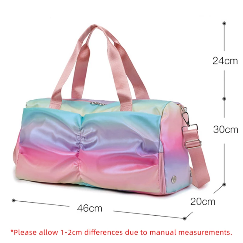 Colorful Women Gym Bag Travel Fitness Bags for Shoes Outdoor Shoulder Sports Student Bag Daily Dry Wet Handbags Duffel Yoga Pack 6