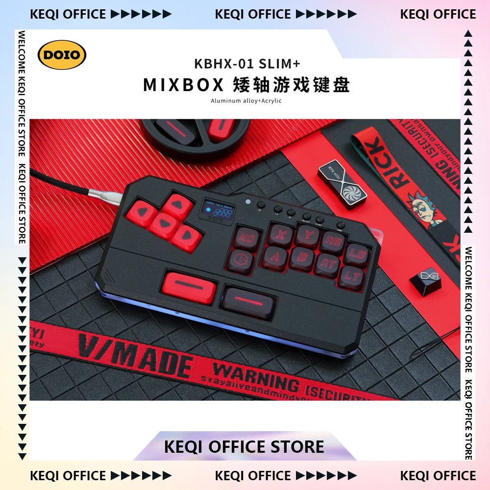 DOIO KBHX-01 슬림 유선 미니 키보드, 업그레이드 가능한 무선 키보드, 알루미늄 합금 게임 키보드, PS5 스위치 조이스틱, 맞춤형 선물