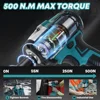 500N.m Brushless Impact Wrench 1/2 Inch Cordless Rechargeable Electric Wrench Home Power Tool For Makita 18V Battery(No Battery） 4